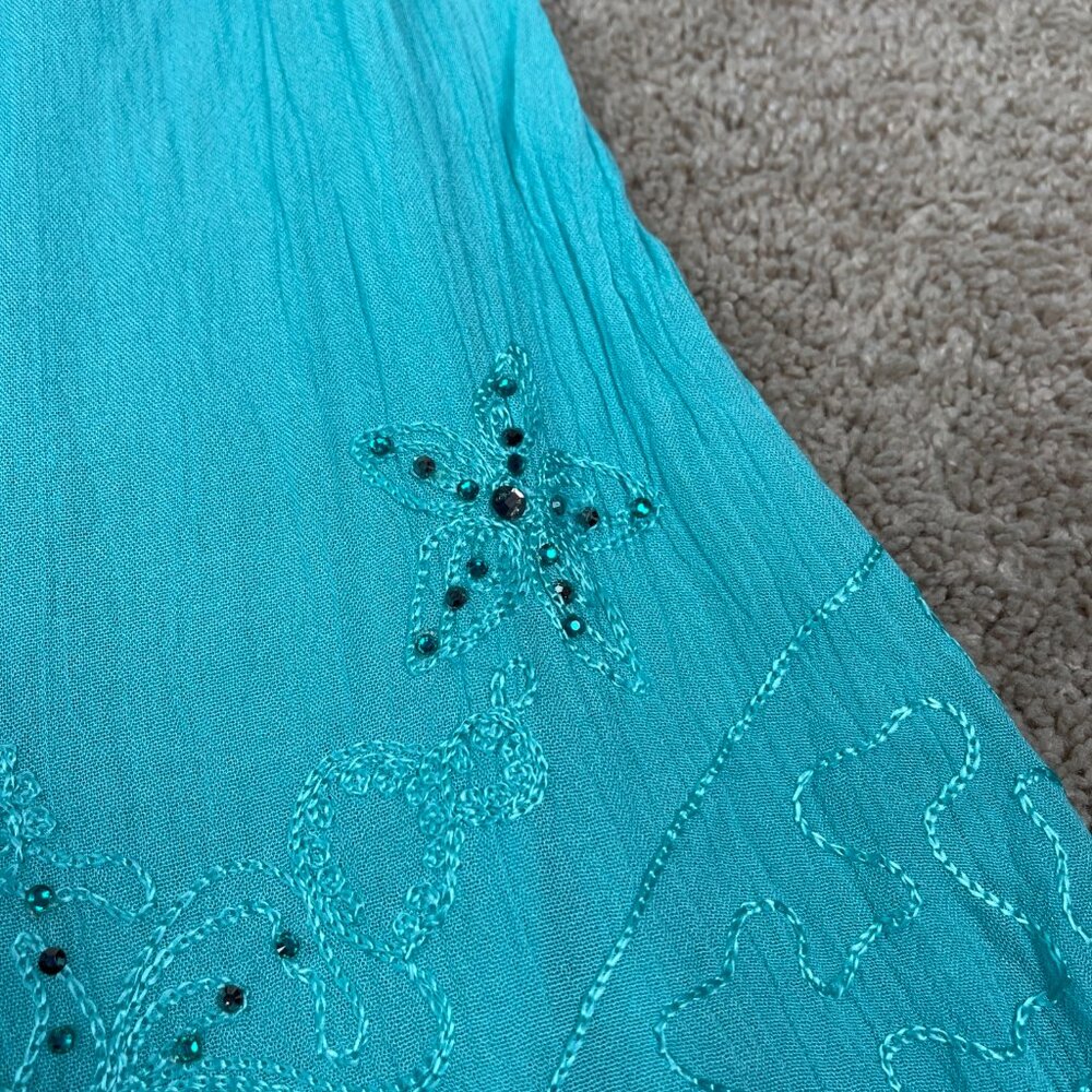 Raya Sun Dress Womens M Blue Ombre Rhinestone Fairy Bohemian Hippie Flowy India - Picture 8 of 11